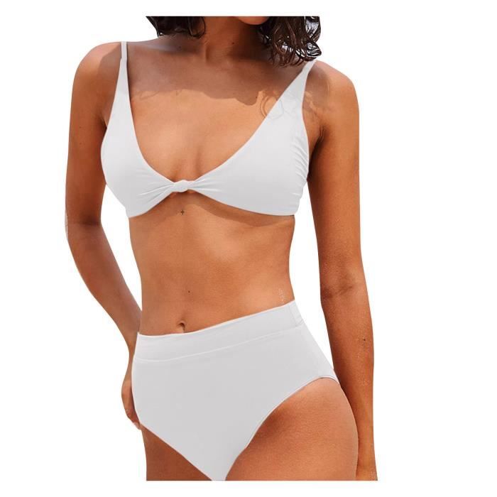 Maillot De Bain Bikini Sexy Dos Ouvert Et Hmj Whxl Oneritea White Cdiscount Pr T