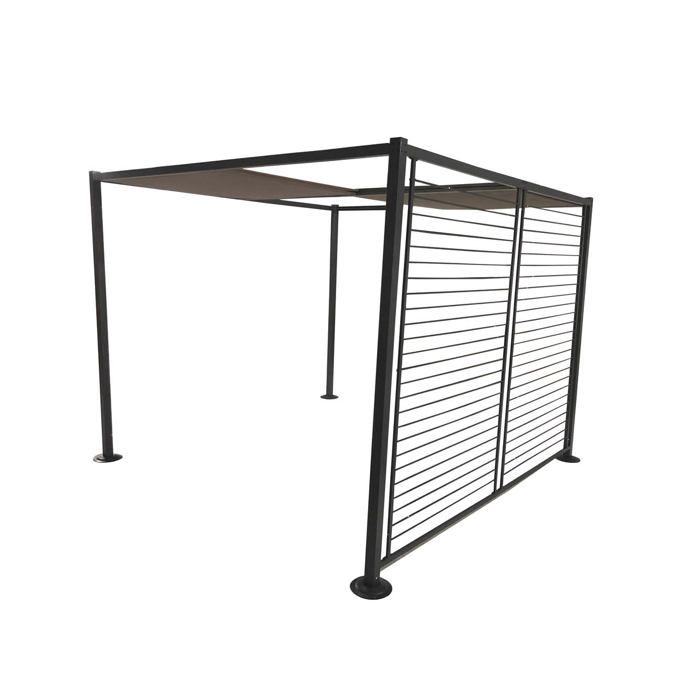 Agra - Pergola 4 toiles coulissantes 3x3M - Gris & taupe