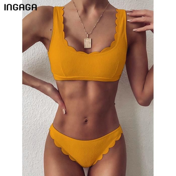 MAILLOT DE BAIN INGAGA Bikini festonné pour femmes maillot de bain