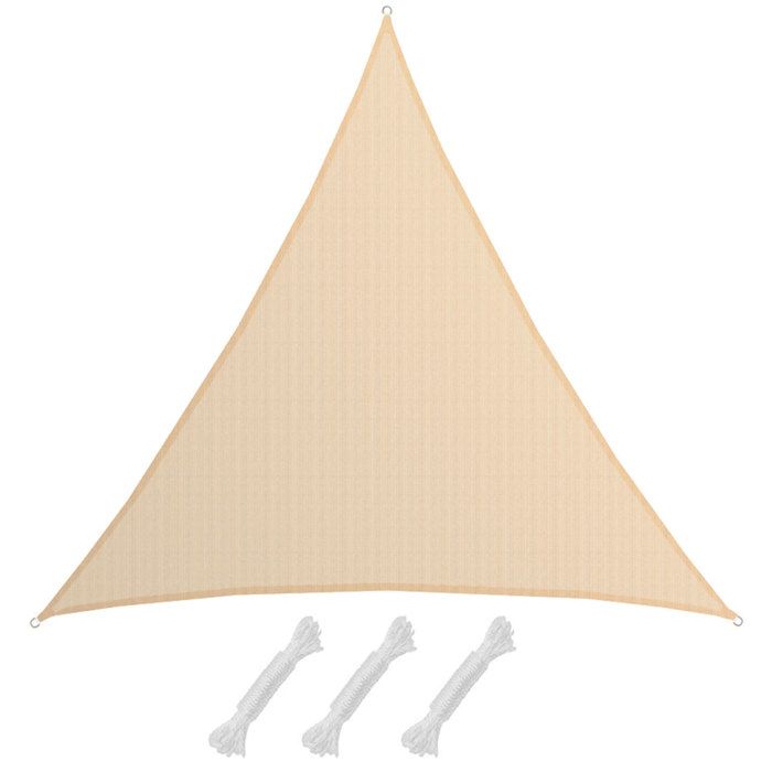 AMANKA Voile d'ombrage XXXL 6x6x6m toile triangulaire de jardin pour faire ombre en PE-HD respirant perméable Crème