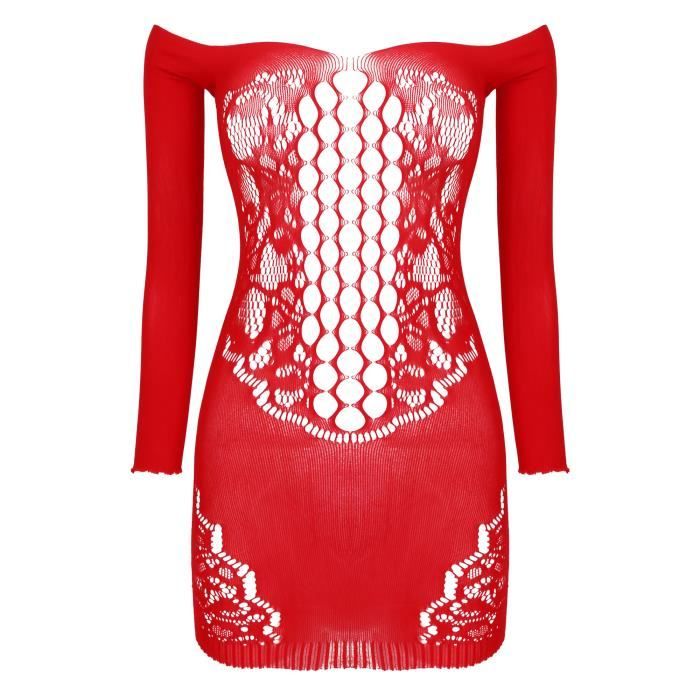 Iiniim Femme Sexy Lingerie R Sille Bodystocking Mini Robe Sexy