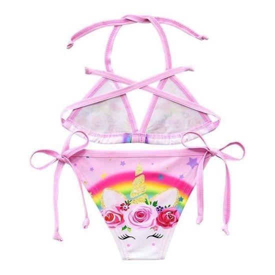 Maillot De Bain Enfant Fille Licorne Deux Pieces Bikini Rose Clair Cdiscount Pr T Porter