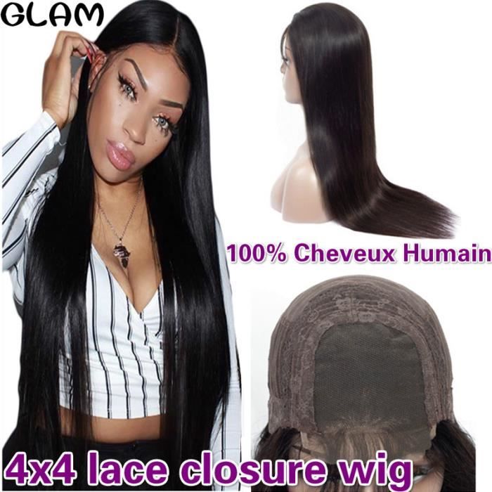 14pouce Droite Avant de Lacet cheveux humains Perruques Sans Colle Perruque Brésilienne 4X4 lace closure wig