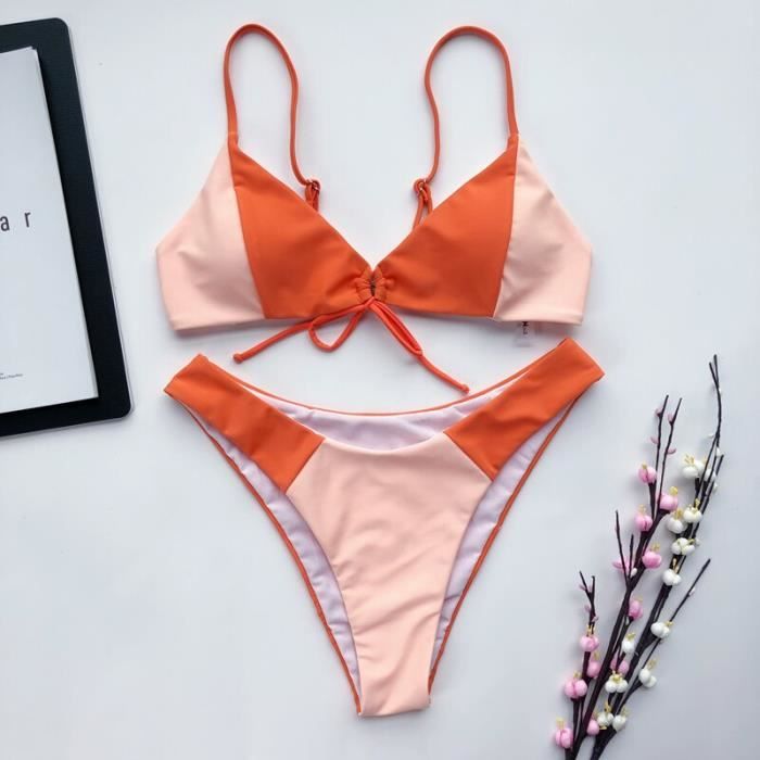 Maillot De Bain Bikini Triangle Patchwork Maillot De Bain Femme N Ud