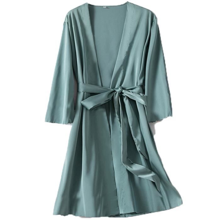 Lingerie Robe Et Chemise De Nuit Sexy En Satin Pour Femme Kimono
