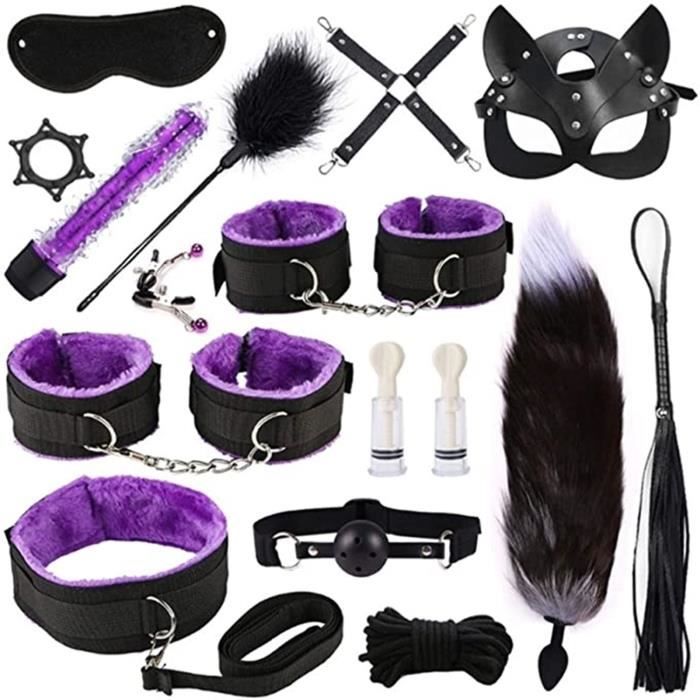 Kit De Jouets Sexuels Bdsm Pour Femmes Et Hommes Menottes Rotiques Fouet Plug Anal Ensemble