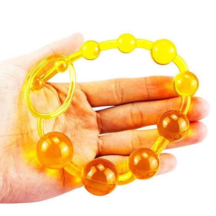 Jaune Bouchon Anal En Caoutchouc Souple Perles Orgasme Long