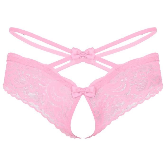 Yizyif String Homme Sexy Ouvert Tanga Dentelle Slip Gay Lingerie Sissy Culotte Bandage Bikini