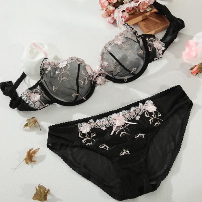 Ensemble Lingerie Femme Broderie Sexy Kjehome Polyvalent Respirant