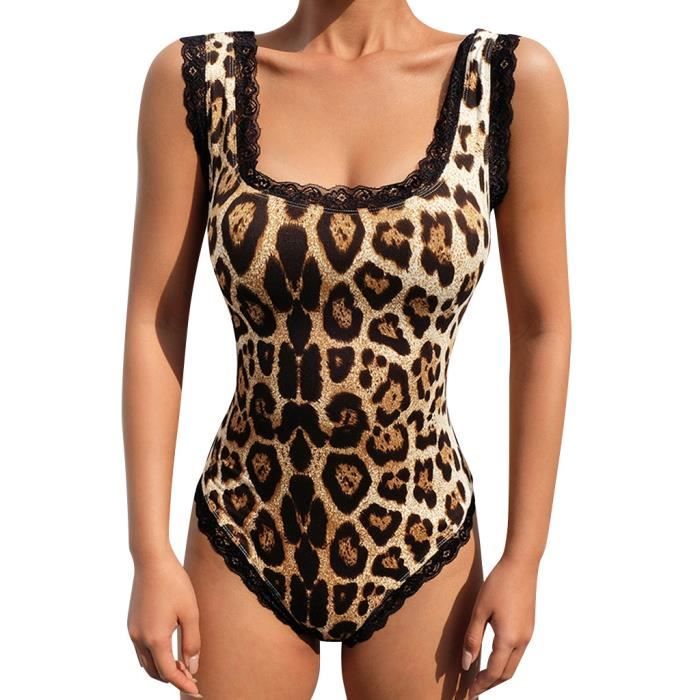 Femmes imprimé léopard Lingerie Sexy Camisole une pièce vêtement Sexy sous vêtements n