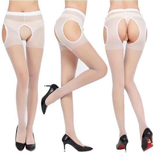 Bas Mis Bas Collants Entrejambe Ouvert Pour Femmes Lingerie Blanche