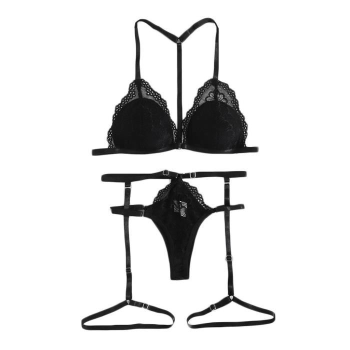 Ensemble de Lingerie lingerie sexy avec cravate en dentelle Noir S Noir Cdiscount Prêt à