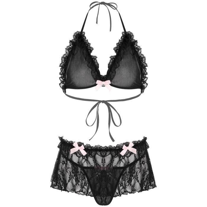 Yonghs Sissy Lingerie Homme Sexy Ensemble Sous V Tement Dentelle
