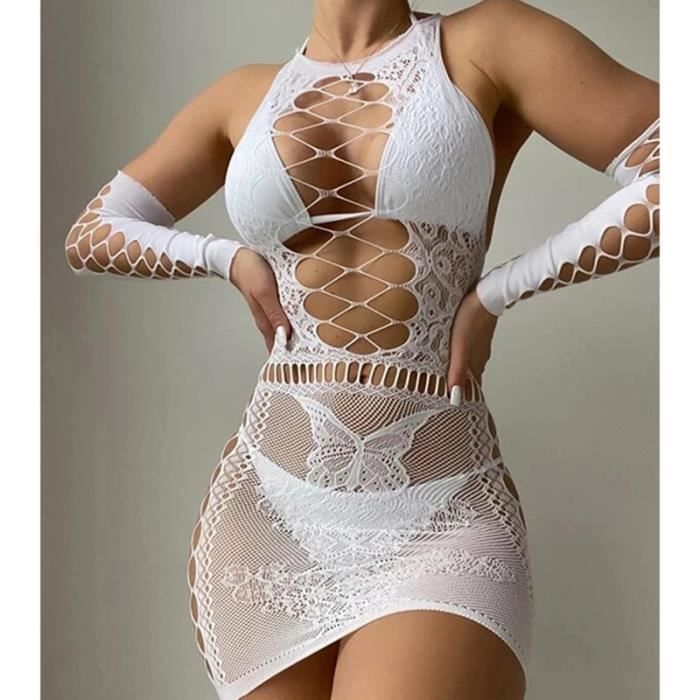 Blanc Collant Sexy En R Sille Pour Femme Lingerie Rotique Collant