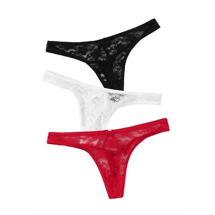 Pc Femmes Dentelle Fleurs Creux Sous V Tements Culottes G String Lingerie Strings L Noir