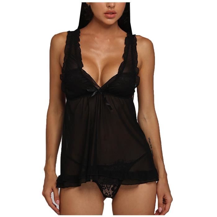 Femmes Sexy Dentelle See Through Net Yarn Sling Sexy Lingerie Sous