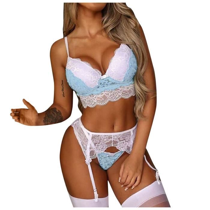 Ensemble de Lingerie Sous vêtements trois pièces assortis couleur