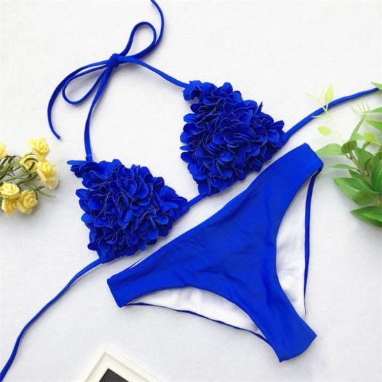 MAILLOT DE BAIN GNIM Bikini brésilien à fleurs 3D maillot de bain