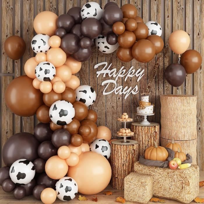 Kit De Arches De Ballons Imprim Vache Marron Nude Abricot
