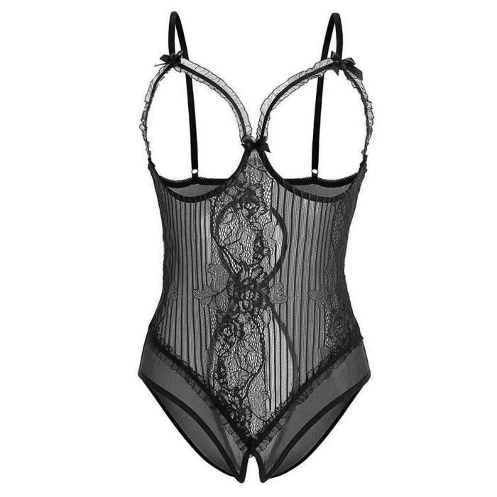 Body Femmes Sexy Lingerie Dentelle Dos Nu Bandage Ouvert Entrejambe