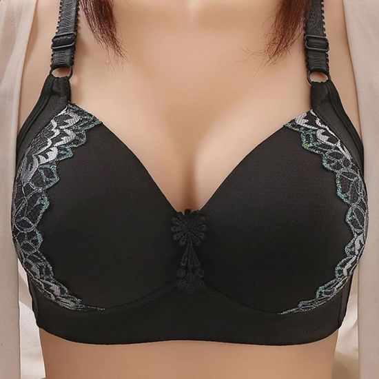 Soutien Gorge De Lingerie En Dentelle De Couleur Unie Pour Femmes Noir
