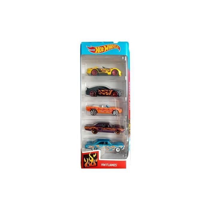 Set De 5 Vehicules Pour Hot Wheels Flames Mattel RE L19 Voitures Minatures Enfant