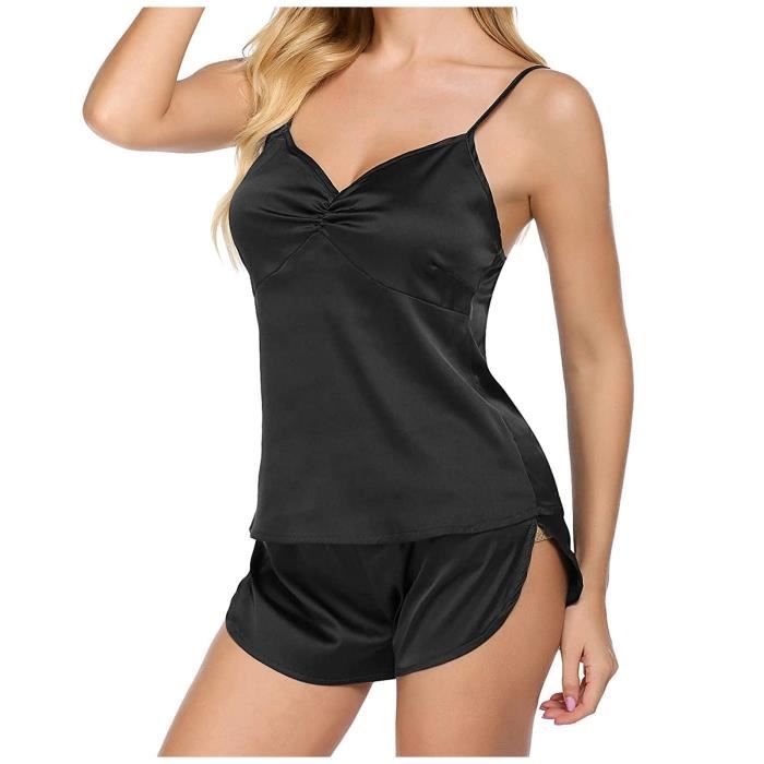 Ensemble Caraco Et Shorty Femmes Sexy Lingerie V Tements De Nuit Satin