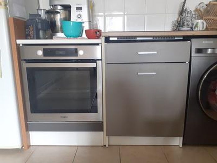 Soldes - Meuble de cuisine bas 2 portes 2 tiroirs en bois recyclé bleu navy  - Rivages - Interior's