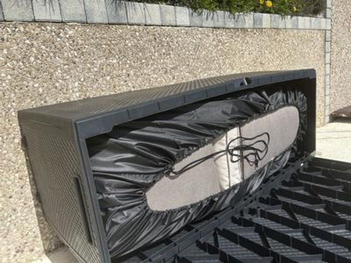 Housse de boîte de rangement pour terrasse - Fermeture éclair - Housse de boîte de rangement extérieure - Protection UV - Étanche - Avec fermeture éclair - Oxford 210D - Noir