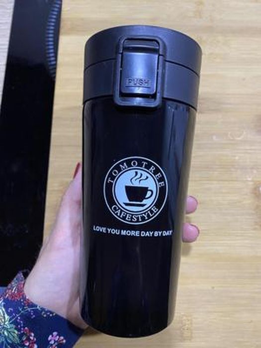 Mug Double Paroi Inox 450ml Isolation Noir Avec Anse - Café Culture