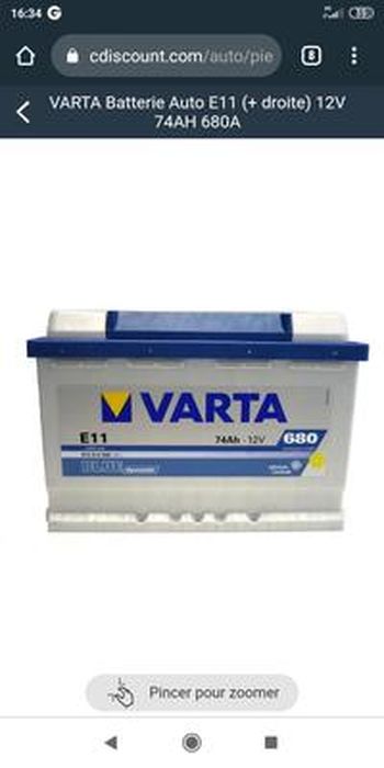 VARTA Batterie Auto E11 (+ droite) 12V 74AH 680A - Cdiscount Auto