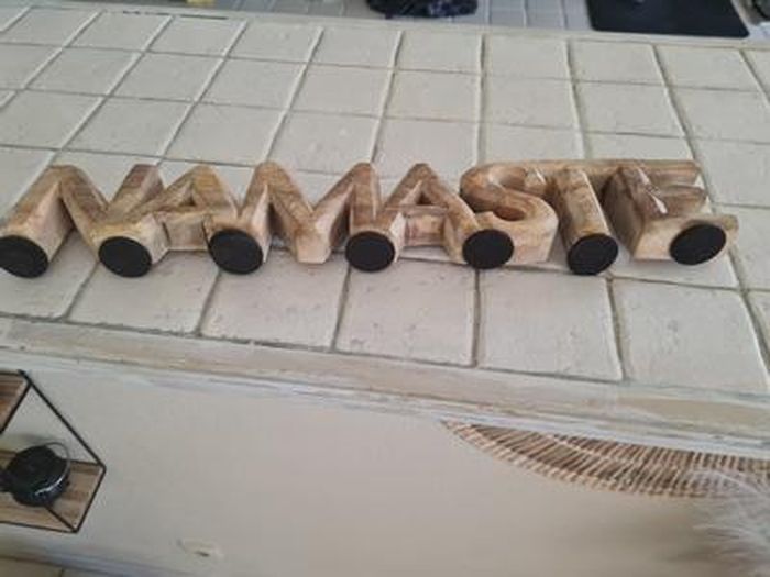 Decorazione Legno 'Namaste' - 54x10cm Per Interni Stile Boho