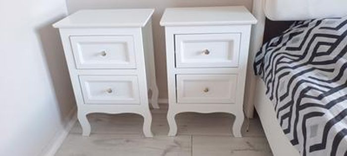 Tables De Chevet VINGLI Lot De 2 - Blanc 40x30x60cm Avec 2 Tiroirs En MDF