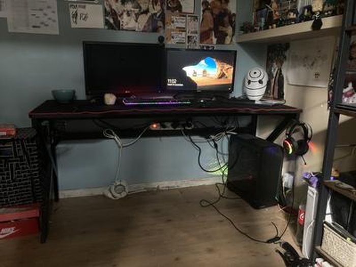 Bureau Gaming Ergonomic Bureau Gamer Grand Table D’étude Bureau De Jeu Acier 110 X 60 X 75cm Noir 85295468