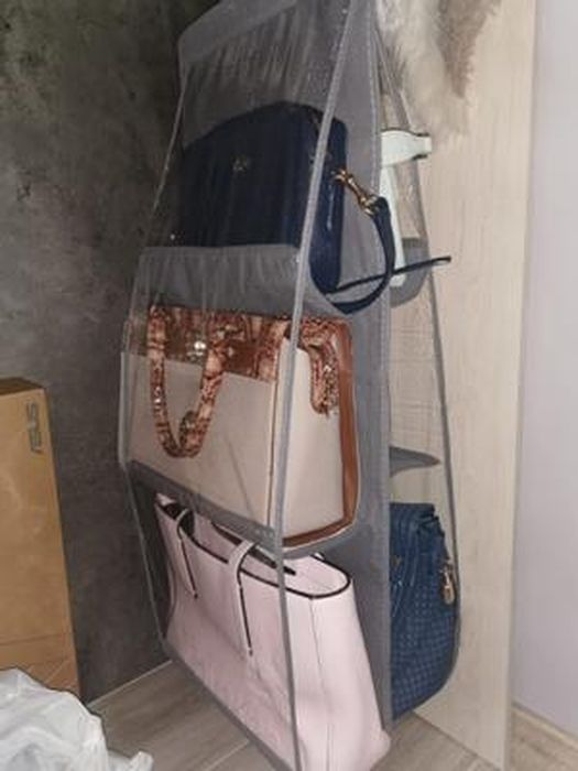 Organiseur De Sac à Main Suspendu - 6 Poches Transparentes Anti-poussière - Pour Placard Ou Armoire - Noir