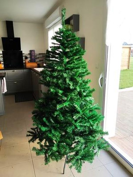 Sapin De Noël Artificiel SHAVINGFUN 180cm - PVC, 1200 Pointes, Support Métal, Facile à Assembler