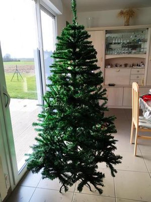 Sapin Noël Artificiel BB Sport 180cm Vert Foncé - Arbre Dense Anti-Chute Aiguilles, Pied Inclus