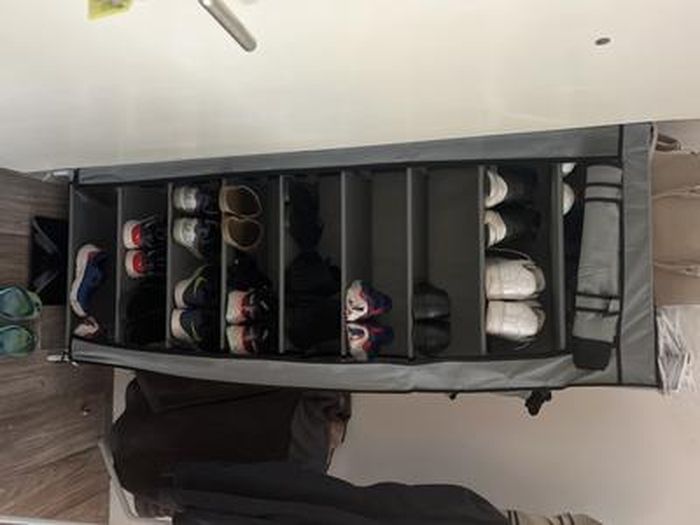 Rangement Chaussures 10 Étages 160cm - Meuble Armoire Avec Housse | Gris, 58x29cm, Gain De Place