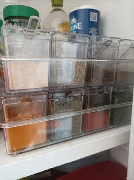 Boîte à Épices Transparente Nordique 4 Compartiments Avec Couvercle Et Cuillère - Organisateur Cuisine Pratique