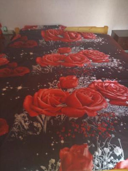 DXHOME Parure De Lit 4 Pièces 3D - 135x200cm - Motif Floral Rose/noir - Réversible Microfibre Douce - Fermeture éclair
