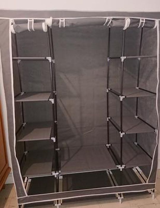 Armoire Rangement Pliable PARIS XXL - Dressing En Tissu Avec Penderie Et Étagères | IDMarket 132x45x178cm