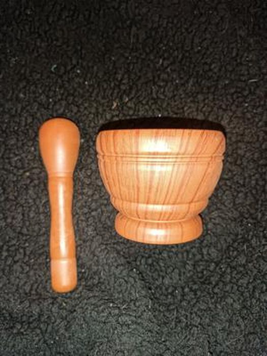 Ensemble De Mortier Et Pilon Manuel En Bois Avec Presse-ail, Gingembre, épices, Mortier Et Pilon