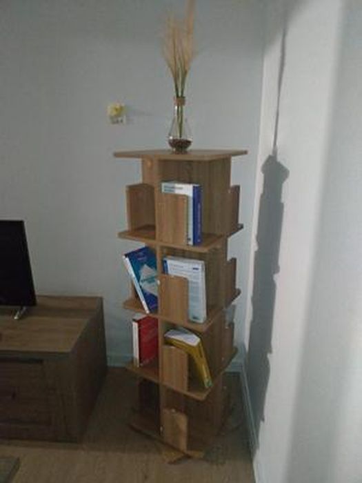 EUGAD Bibliothèque Rotative 4 Niveaux MDF 40x40x129 Cm - Meuble Rangement Salon Bureau