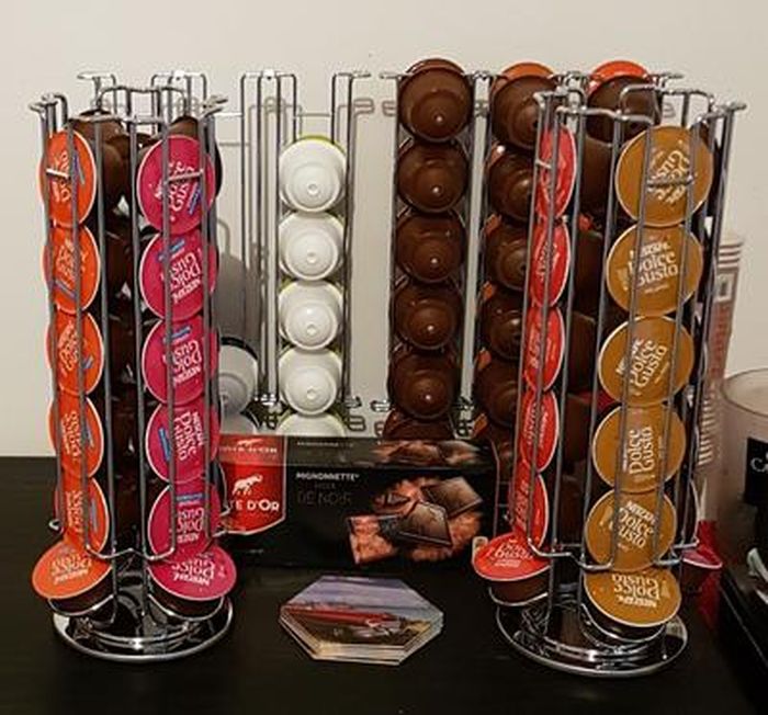SYSYLY Support Rotatif à Capsules Dolce Gusto - Distributeur 24 Capsules Noir En Acier