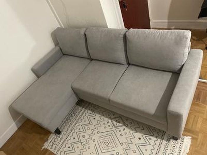 Canapé D'angle Droit Convertible 5 Places En Velours Brooke