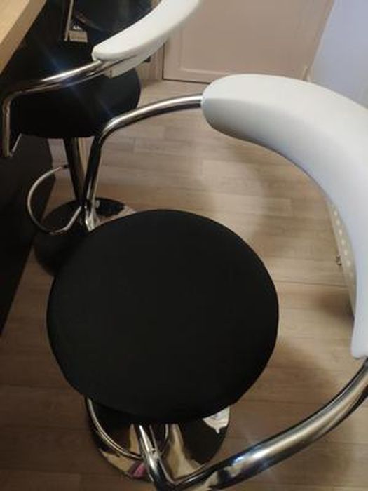 Giantree Lot De 2 Housse De Tabouret Ronde Extensible Noire - Protection Confortable Pour Chaises De Salle à Manger