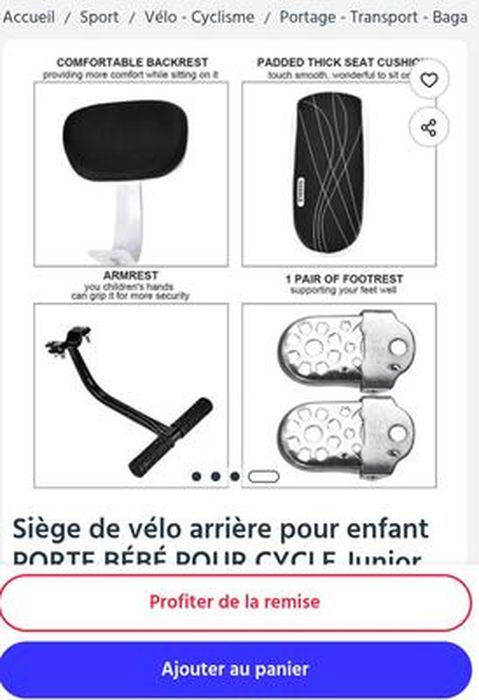 Siège Arrière Vélo Enfant – Rembourrage épais Avec Dossier – Housse En Cuir PU – Imperméable – Pour VTT, Route, Diamètre Tige <31 Mm