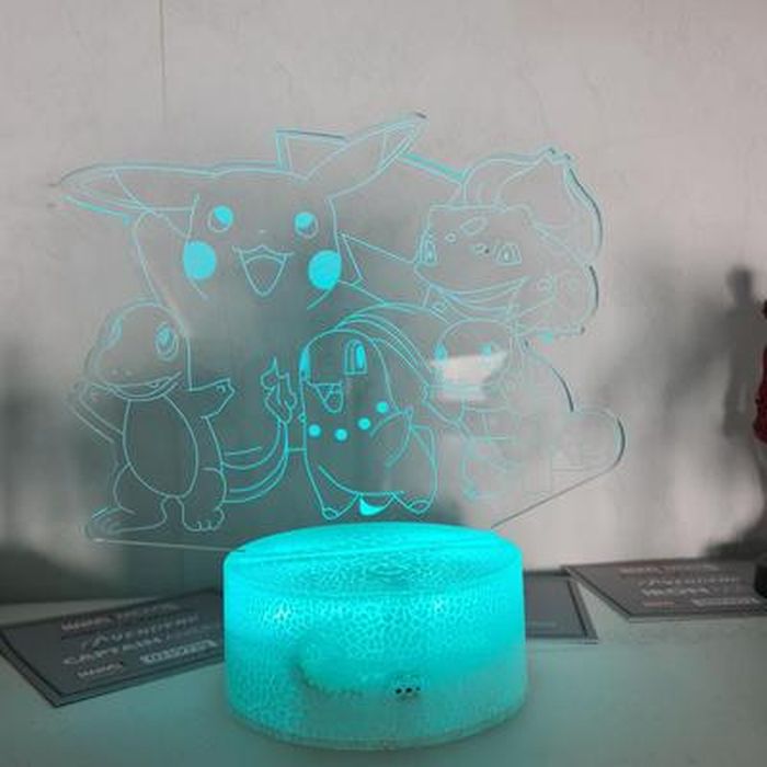 Lampe Rotative Pokémon Pikachu, Boîte à Musique, Six Types de Projection,  Résubdivision, Veilleuse, Télécommande, Chambre