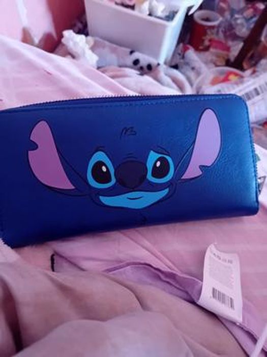 Portefeuille Stitch - bleu avec range carte et pochette zippée - Disney -  bleu - similicuir - pour enfant/adulte