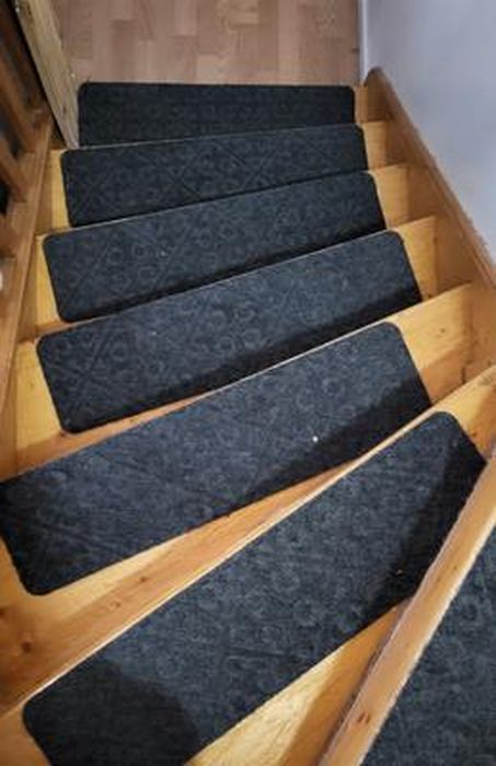 Lot De 15 Tapis D'escalier Antidérapants En TPR, 76 X 20 Cm Motif Feuilles Reutilisables Sans Colle Gris 96663088
